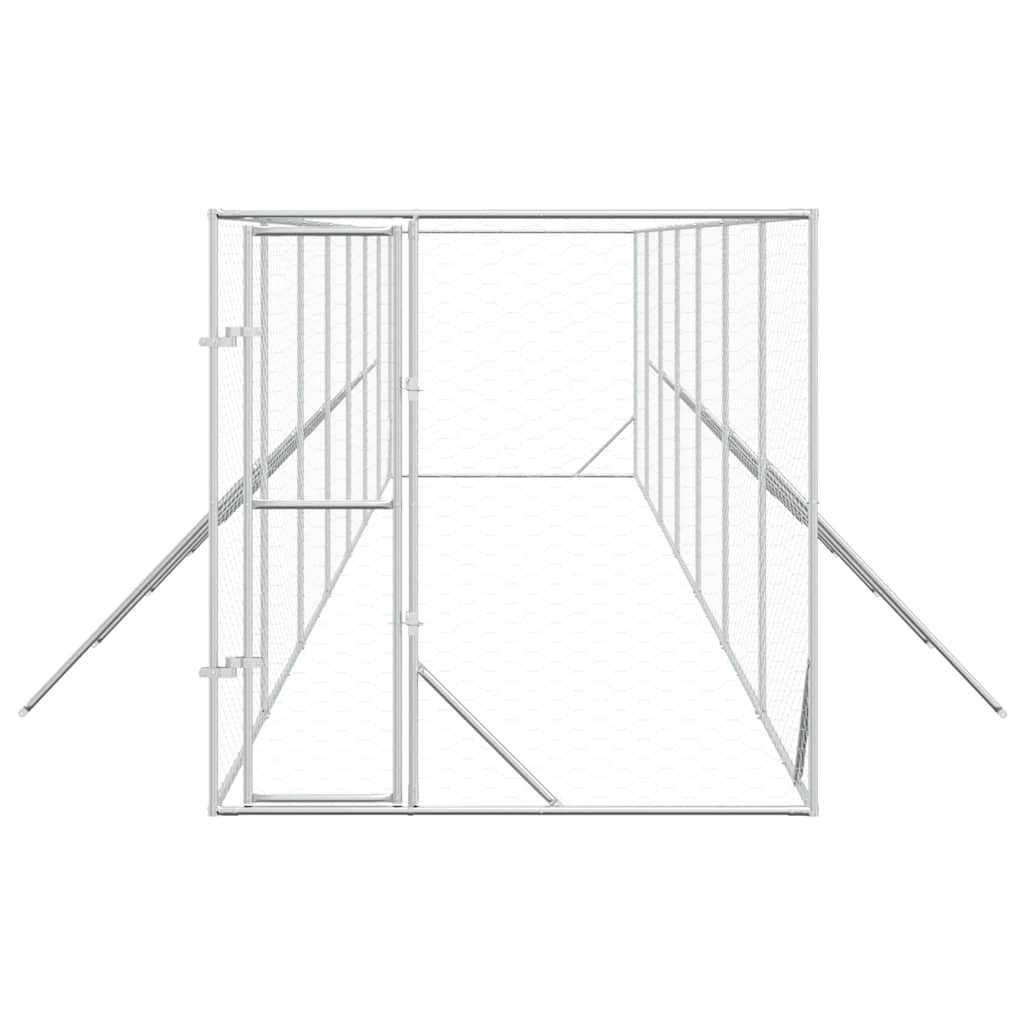 udendørs hundegård 2x14x2 m galvaniseret stål sølvfarvet