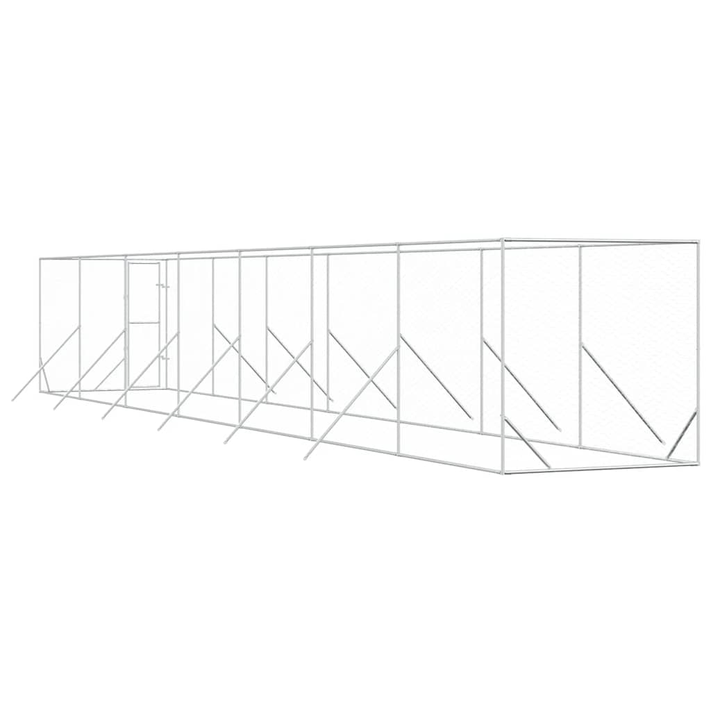 udendørs hundegård 2x14x2 m galvaniseret stål sølvfarvet