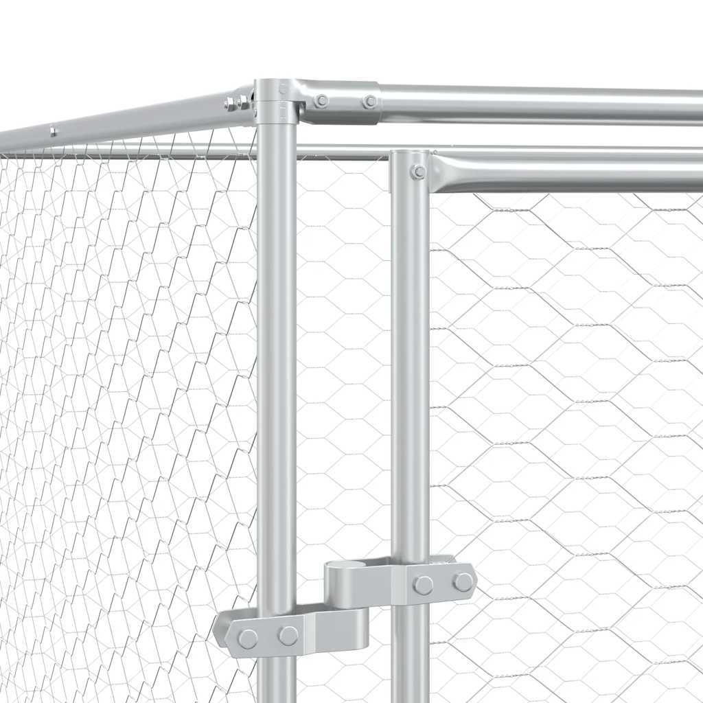 udendørs hundegård 2x14x2 m galvaniseret stål sølvfarvet