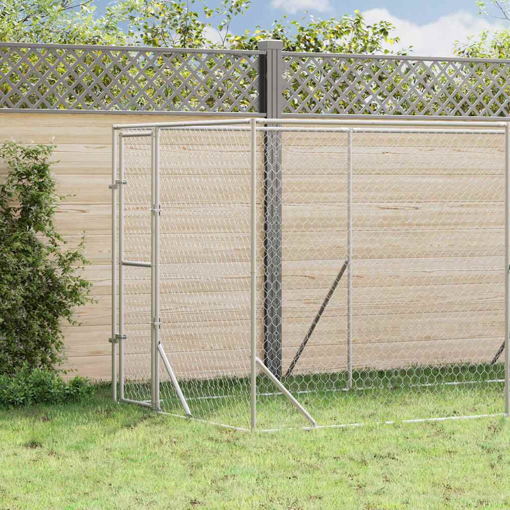 udendørs hundegård 2x14x2 m galvaniseret stål sølvfarvet