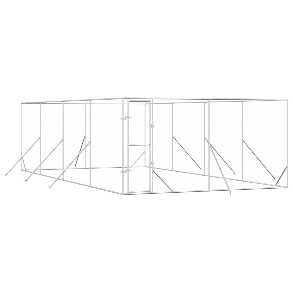 udendørs hundegård 4x8x2 m galvaniseret stål sølvfarvet