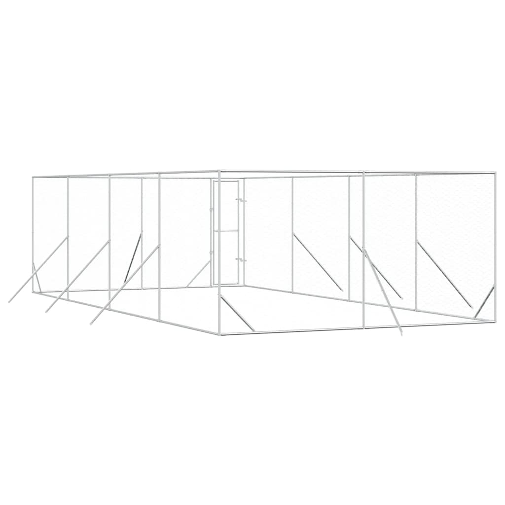 udendørs hundegård 4x8x2 m galvaniseret stål sølvfarvet