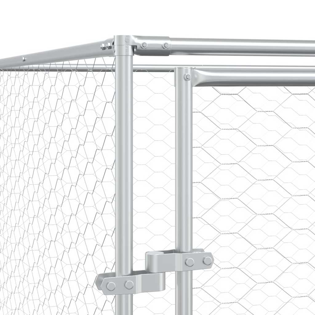 udendørs hundegård 4x8x2 m galvaniseret stål sølvfarvet