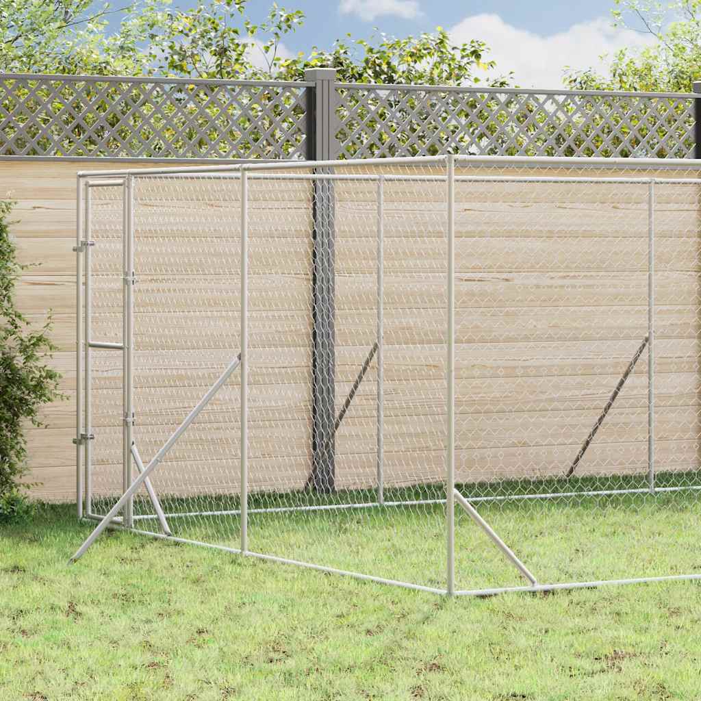 udendørs hundegård 4x8x2 m galvaniseret stål sølvfarvet