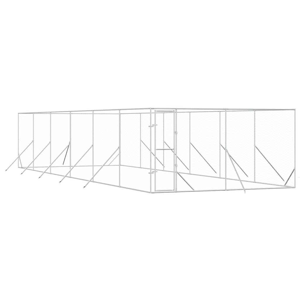 udendørs hundegård 4x12x2 m galvaniseret stål sølvfarvet
