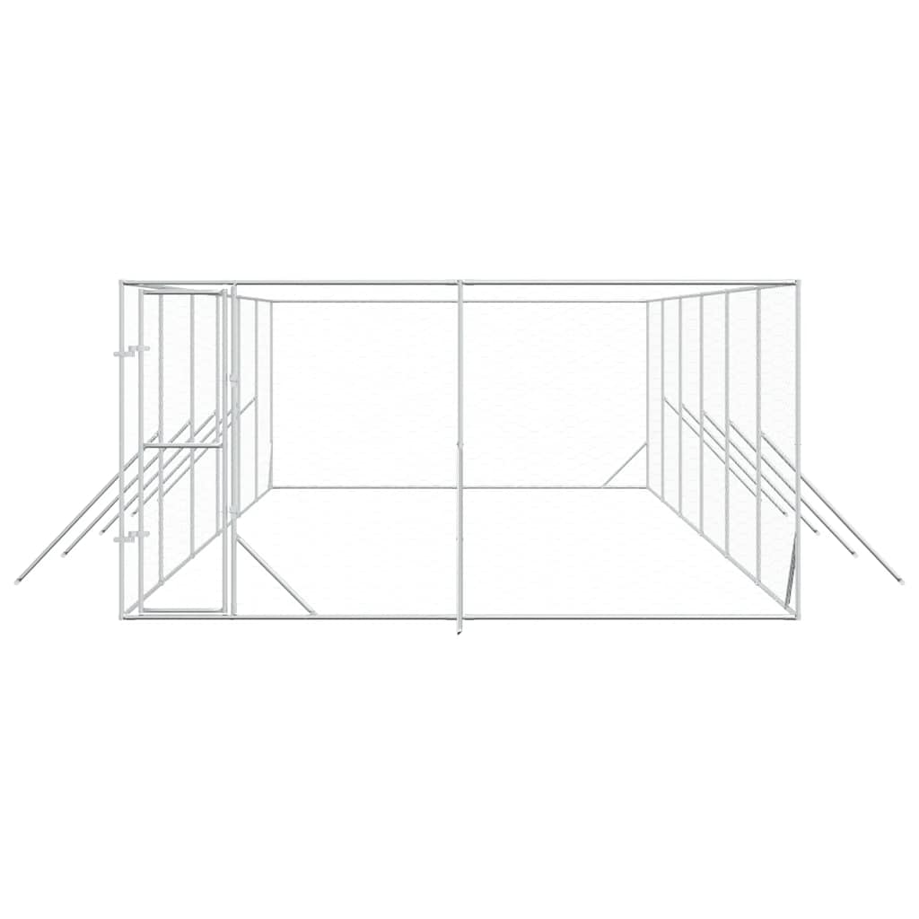 udendørs hundegård 4x12x2 m galvaniseret stål sølvfarvet