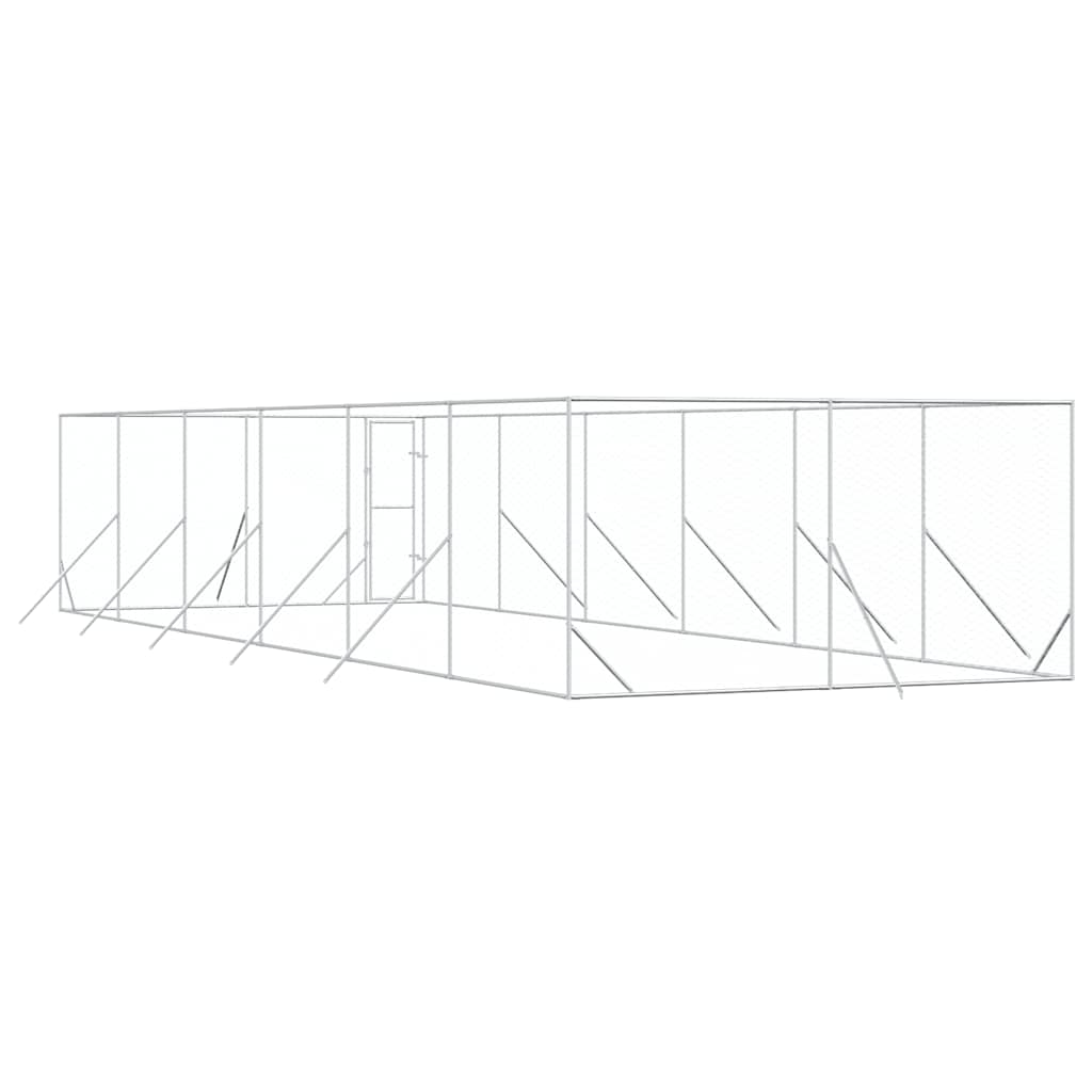 udendørs hundegård 4x12x2 m galvaniseret stål sølvfarvet