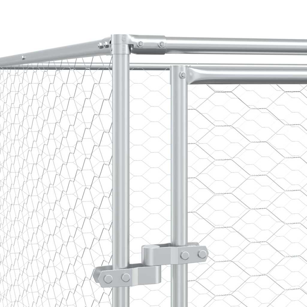 udendørs hundegård 4x12x2 m galvaniseret stål sølvfarvet