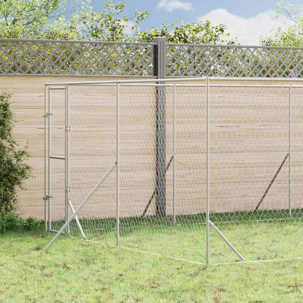 udendørs hundegård 4x12x2 m galvaniseret stål sølvfarvet