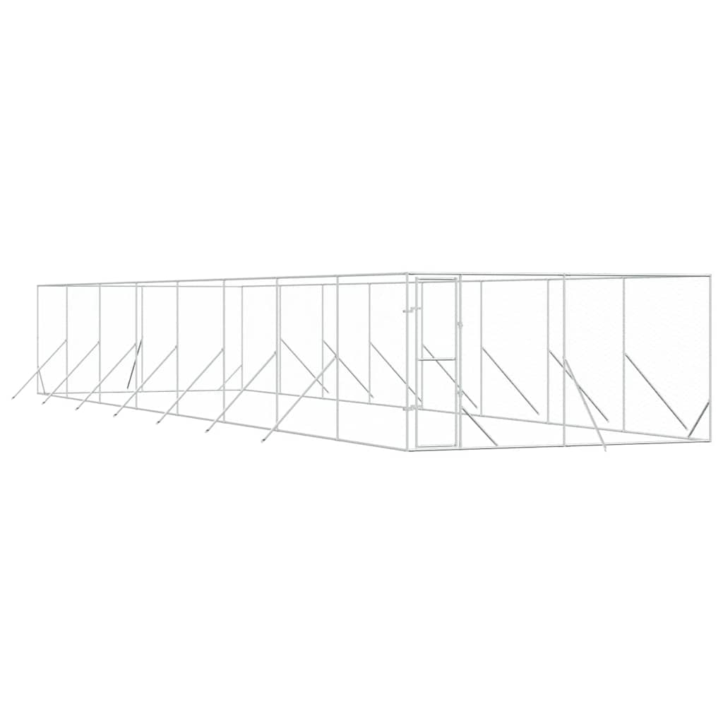 udendørs hundegård 4x16x2 m galvaniseret stål sølvfarvet