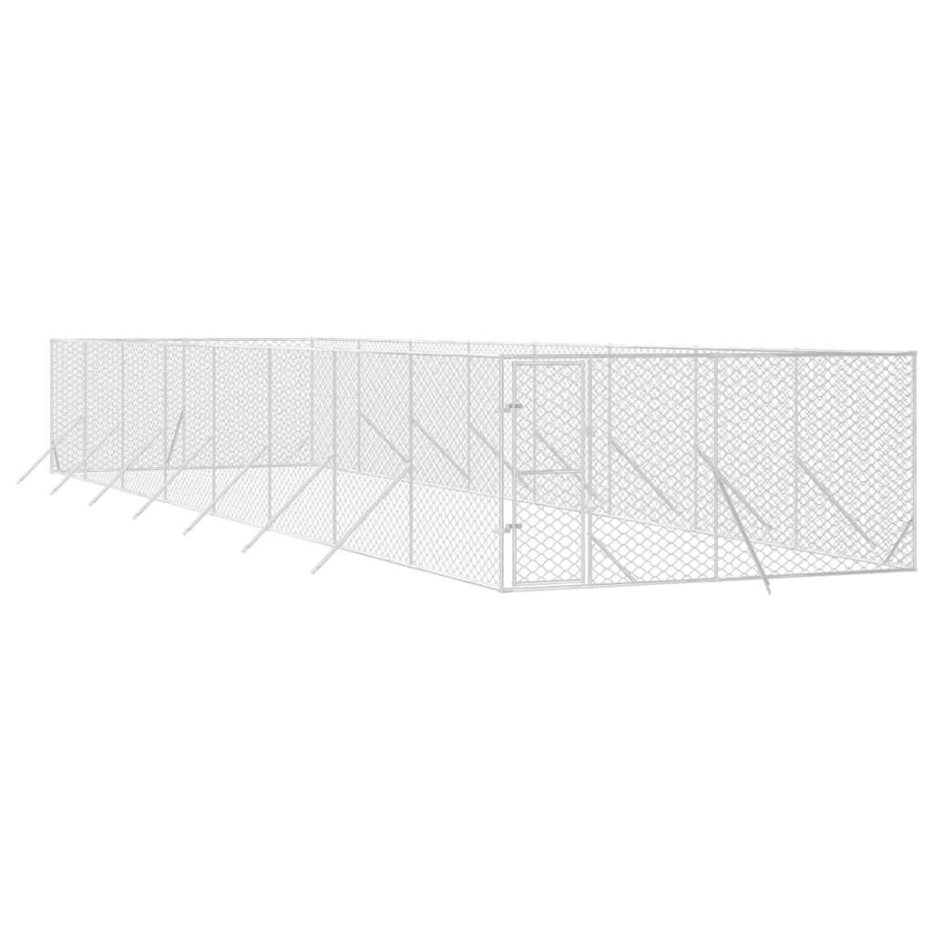 udendørs hundegård 4x16x2 m galvaniseret stål sølvfarvet
