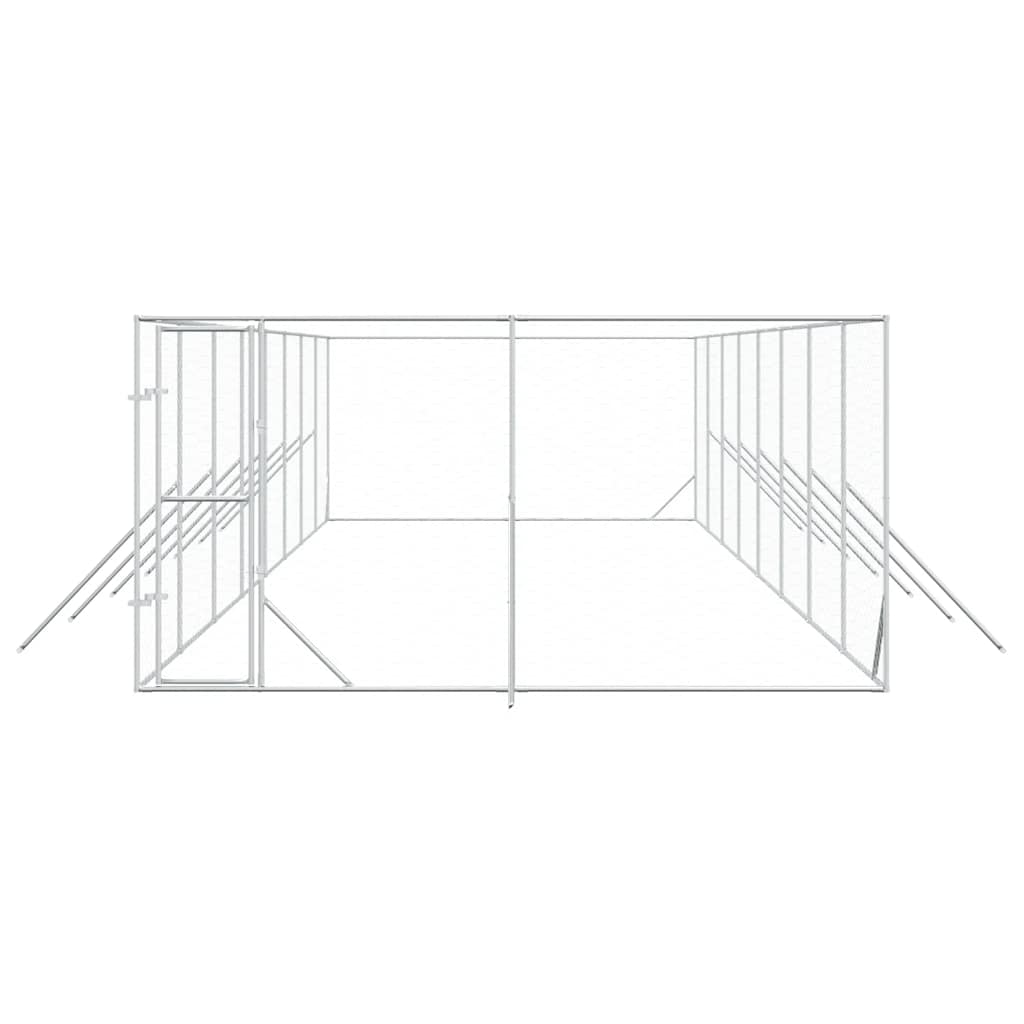udendørs hundegård 4x16x2 m galvaniseret stål sølvfarvet
