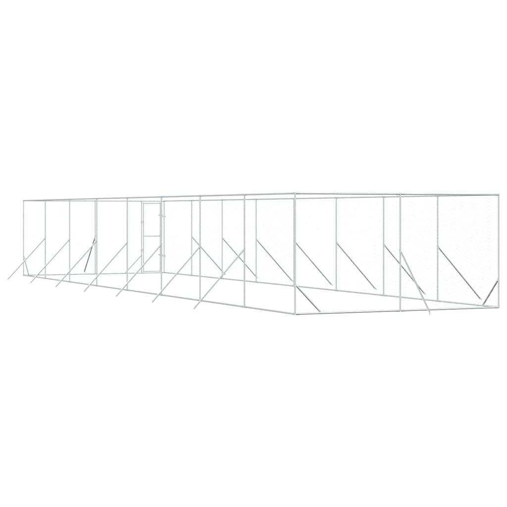 udendørs hundegård 4x16x2 m galvaniseret stål sølvfarvet