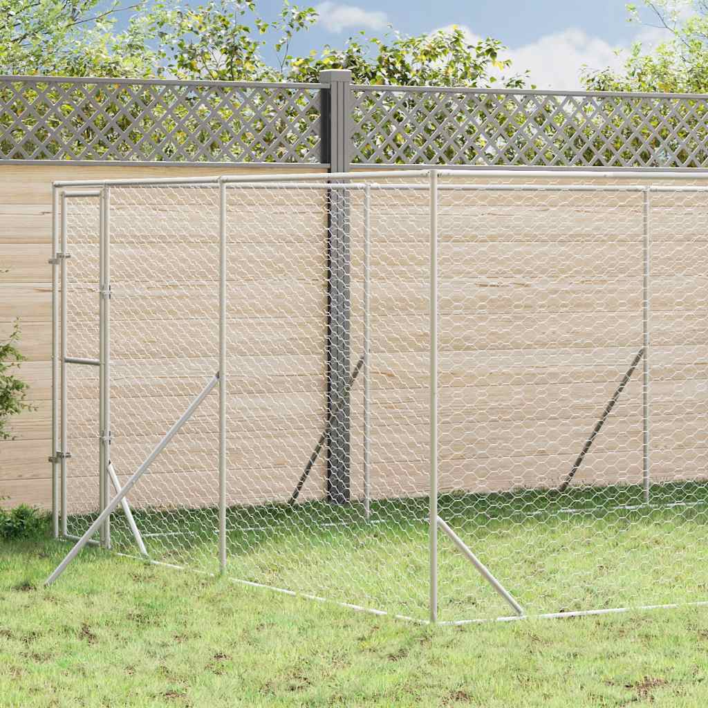 udendørs hundegård 4x16x2 m galvaniseret stål sølvfarvet