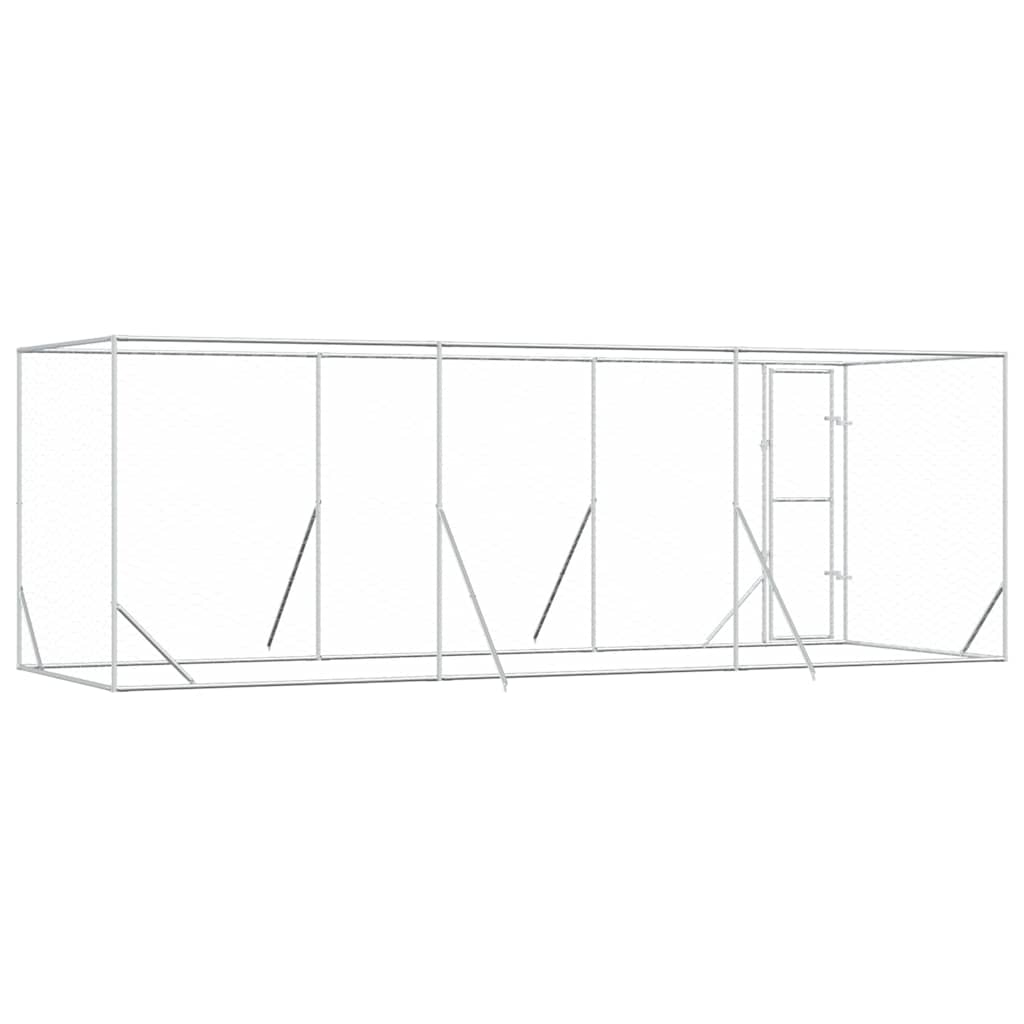 udendørs hundegård 6x2x2 m galvaniseret stål sølvfarvet