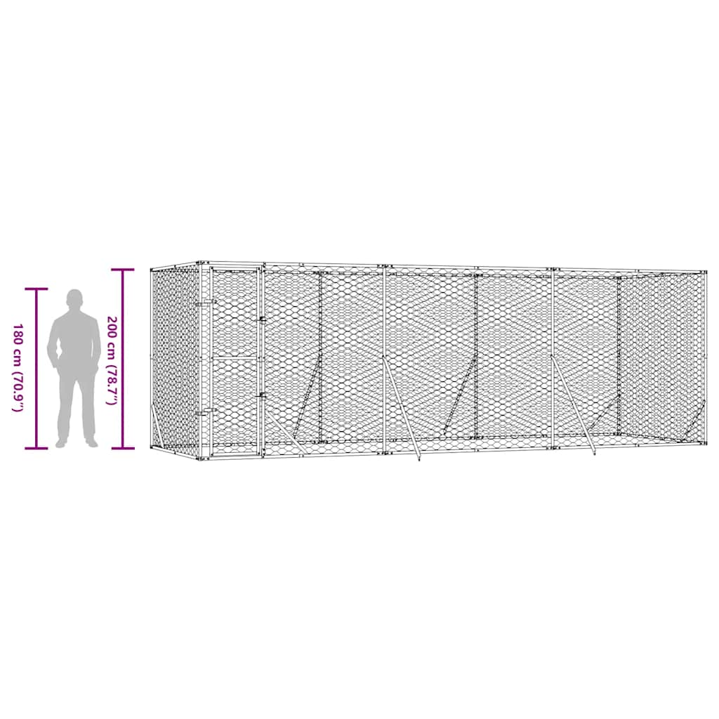 udendørs hundegård 6x2x2 m galvaniseret stål sølvfarvet