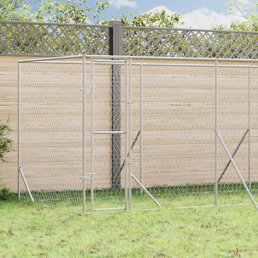 udendørs hundegård 6x2x2 m galvaniseret stål sølvfarvet