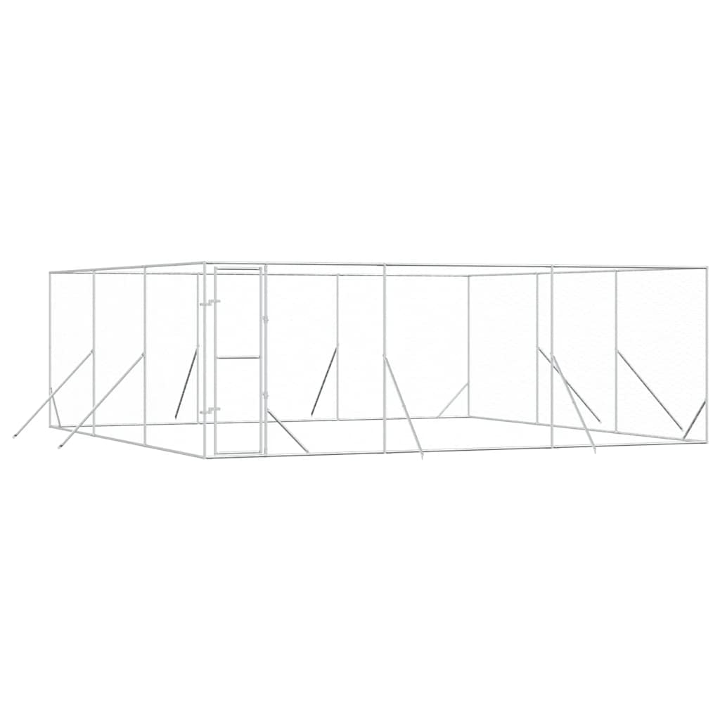 udendørs hundegård 6x6x2 m galvaniseret stål sølvfarvet