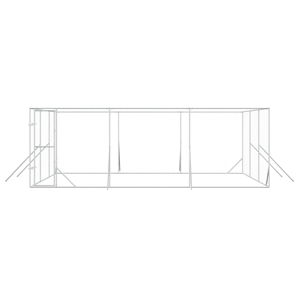 udendørs hundegård 6x6x2 m galvaniseret stål sølvfarvet