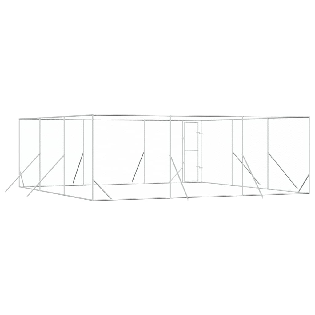 udendørs hundegård 6x6x2 m galvaniseret stål sølvfarvet
