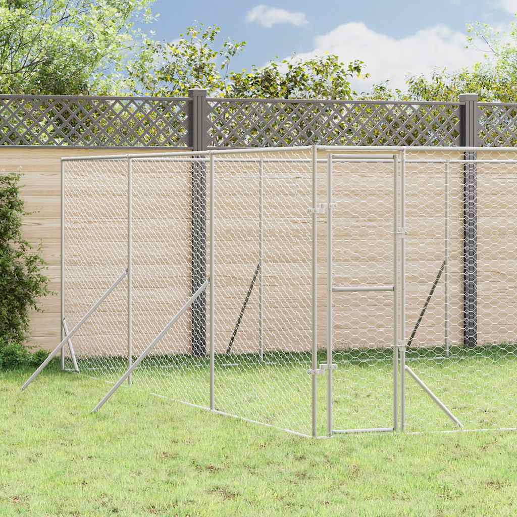 udendørs hundegård 6x6x2 m galvaniseret stål sølvfarvet