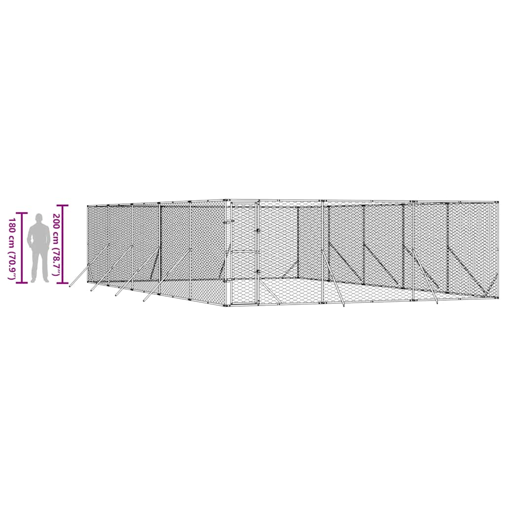udendørs hundegård 6x10x2 m galvaniseret stål sølvfarvet