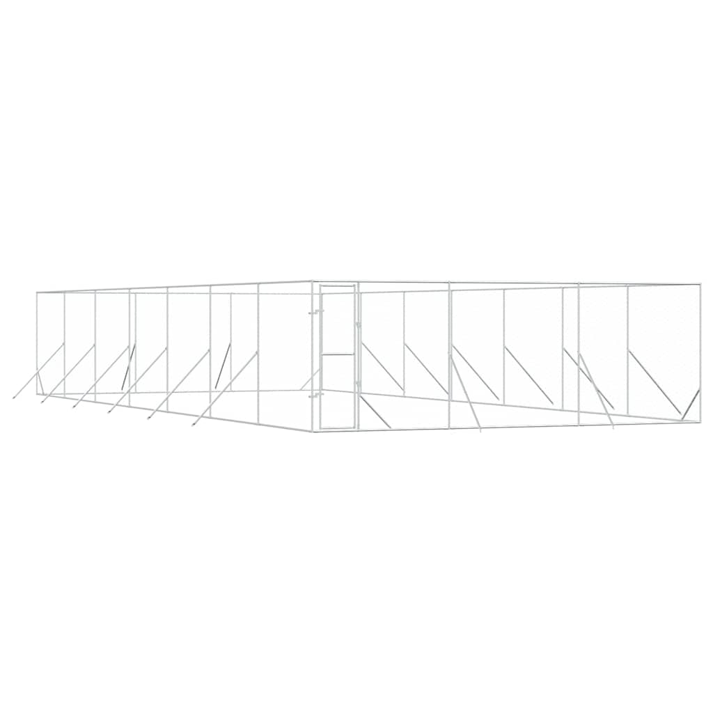 udendørs hundegård 6x14x2 m galvaniseret stål sølvfarvet
