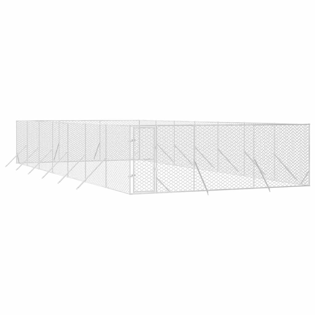 udendørs hundegård 6x14x2 m galvaniseret stål sølvfarvet