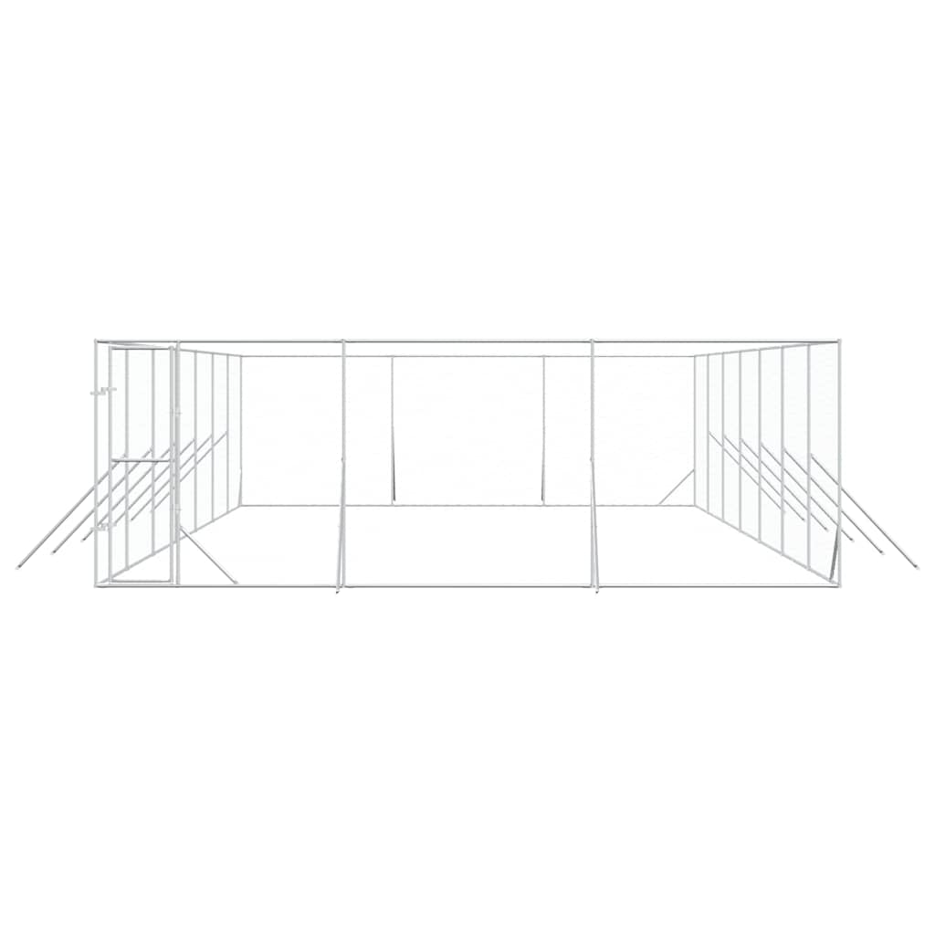 udendørs hundegård 6x14x2 m galvaniseret stål sølvfarvet
