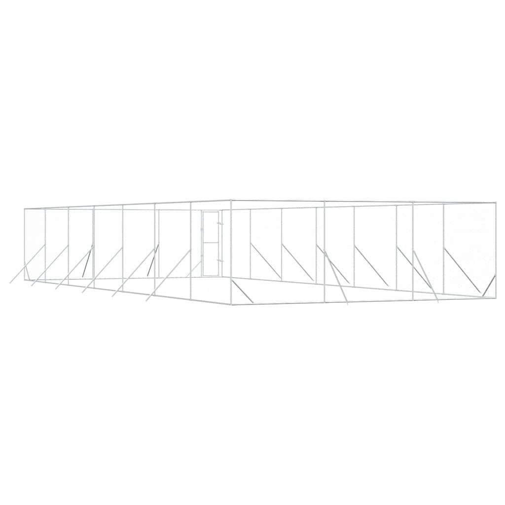 udendørs hundegård 6x14x2 m galvaniseret stål sølvfarvet