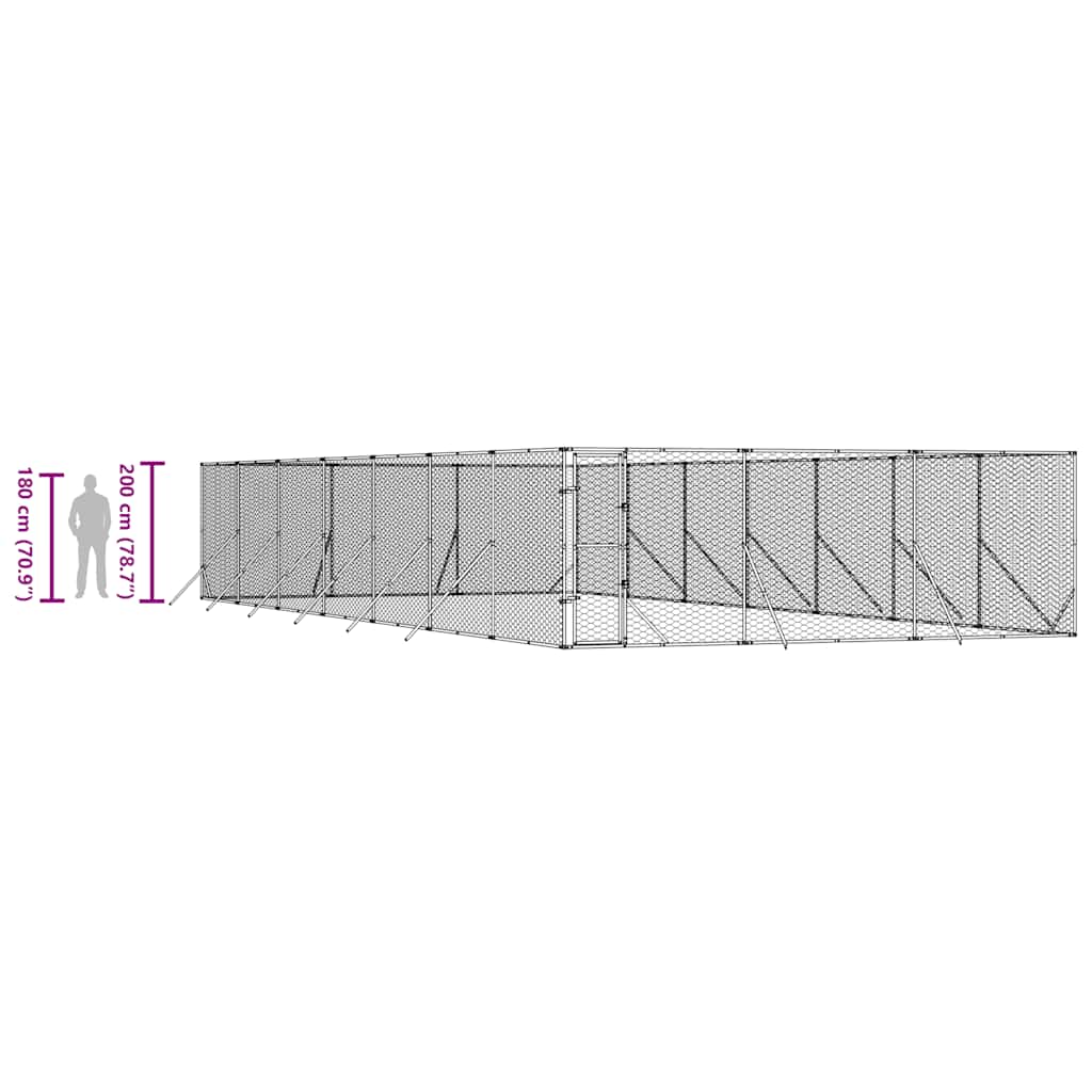 udendørs hundegård 6x14x2 m galvaniseret stål sølvfarvet