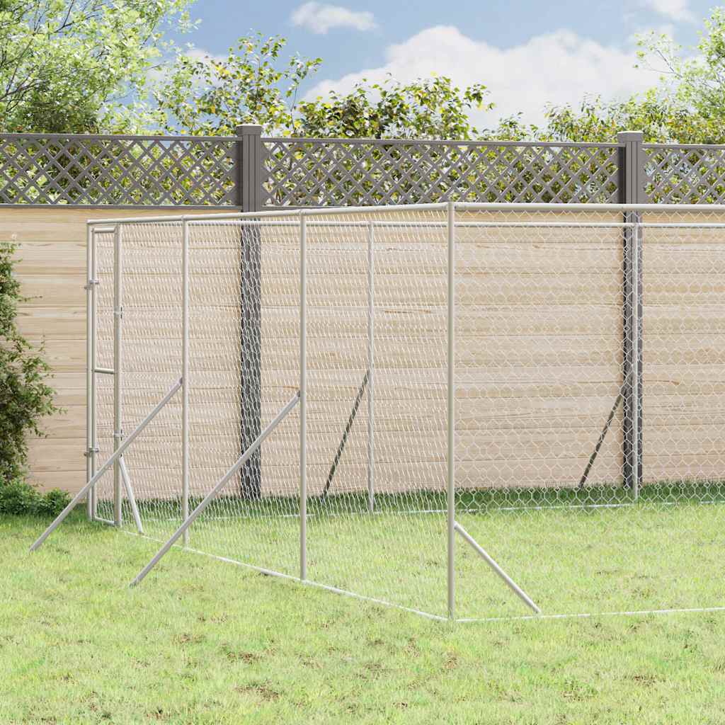 udendørs hundegård 6x14x2 m galvaniseret stål sølvfarvet