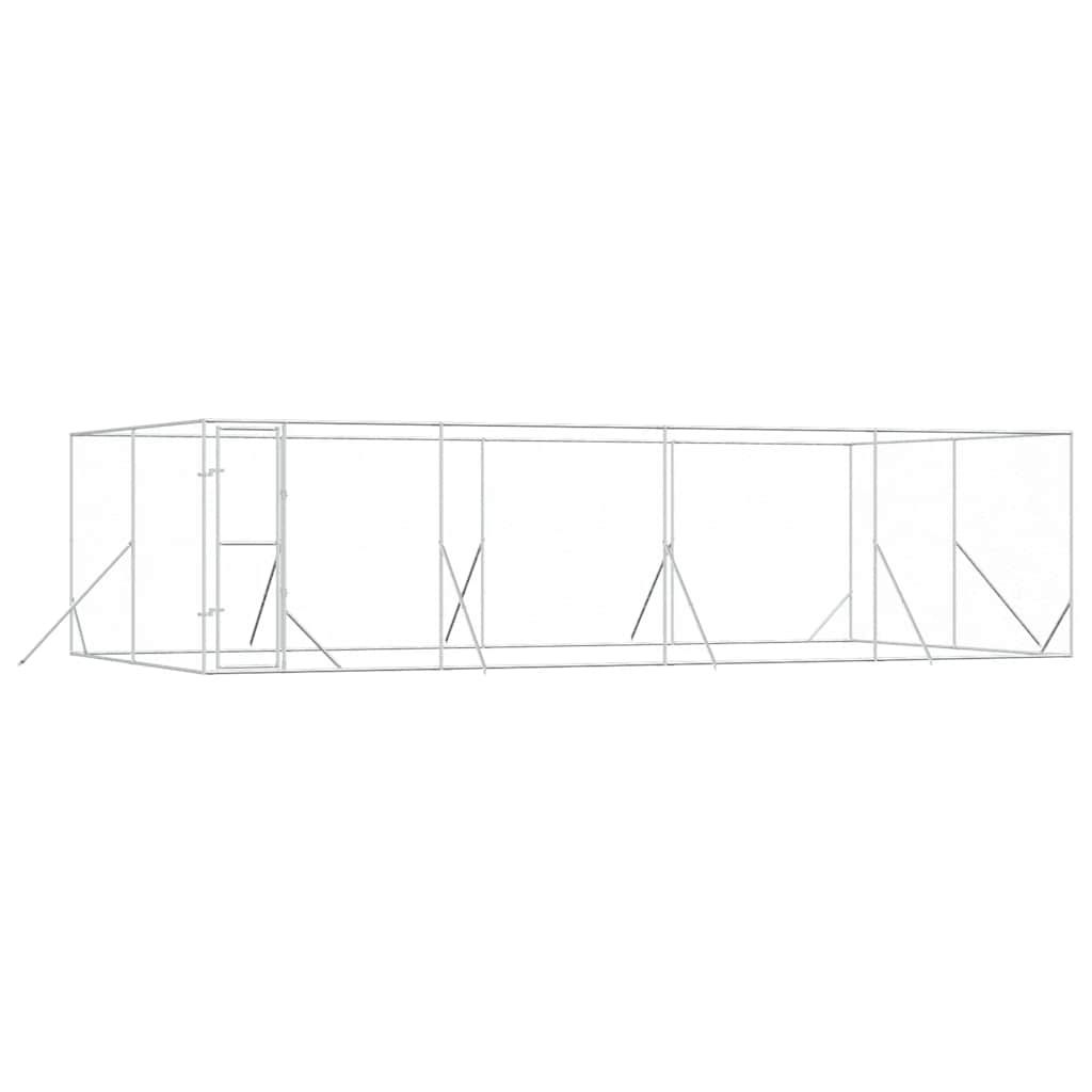 udendørs hundegård 8x4x2 m galvaniseret stål sølvfarvet