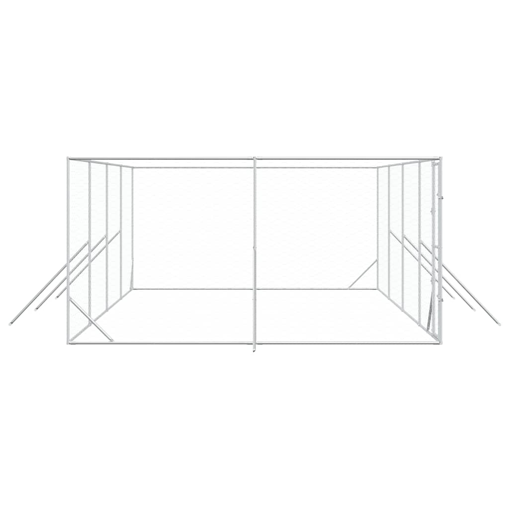 udendørs hundegård 8x4x2 m galvaniseret stål sølvfarvet