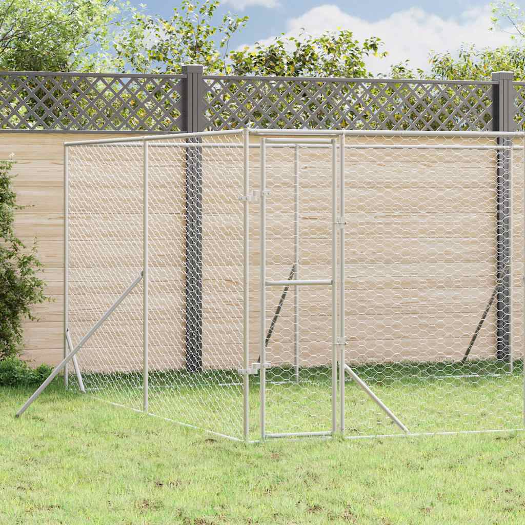 udendørs hundegård 8x4x2 m galvaniseret stål sølvfarvet