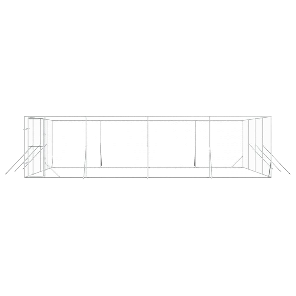udendørs hundegård 8x8x2 m galvaniseret stål sølvfarvet
