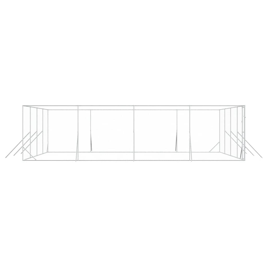 udendørs hundegård 8x8x2 m galvaniseret stål sølvfarvet