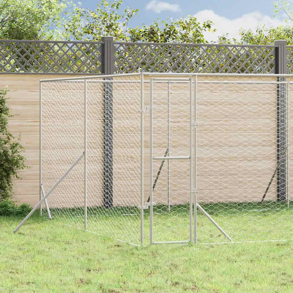 udendørs hundegård 8x8x2 m galvaniseret stål sølvfarvet