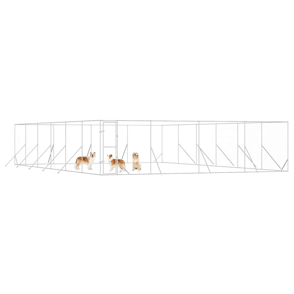 udendørs hundegård 8x12x2 m galvaniseret stål sølvfarvet