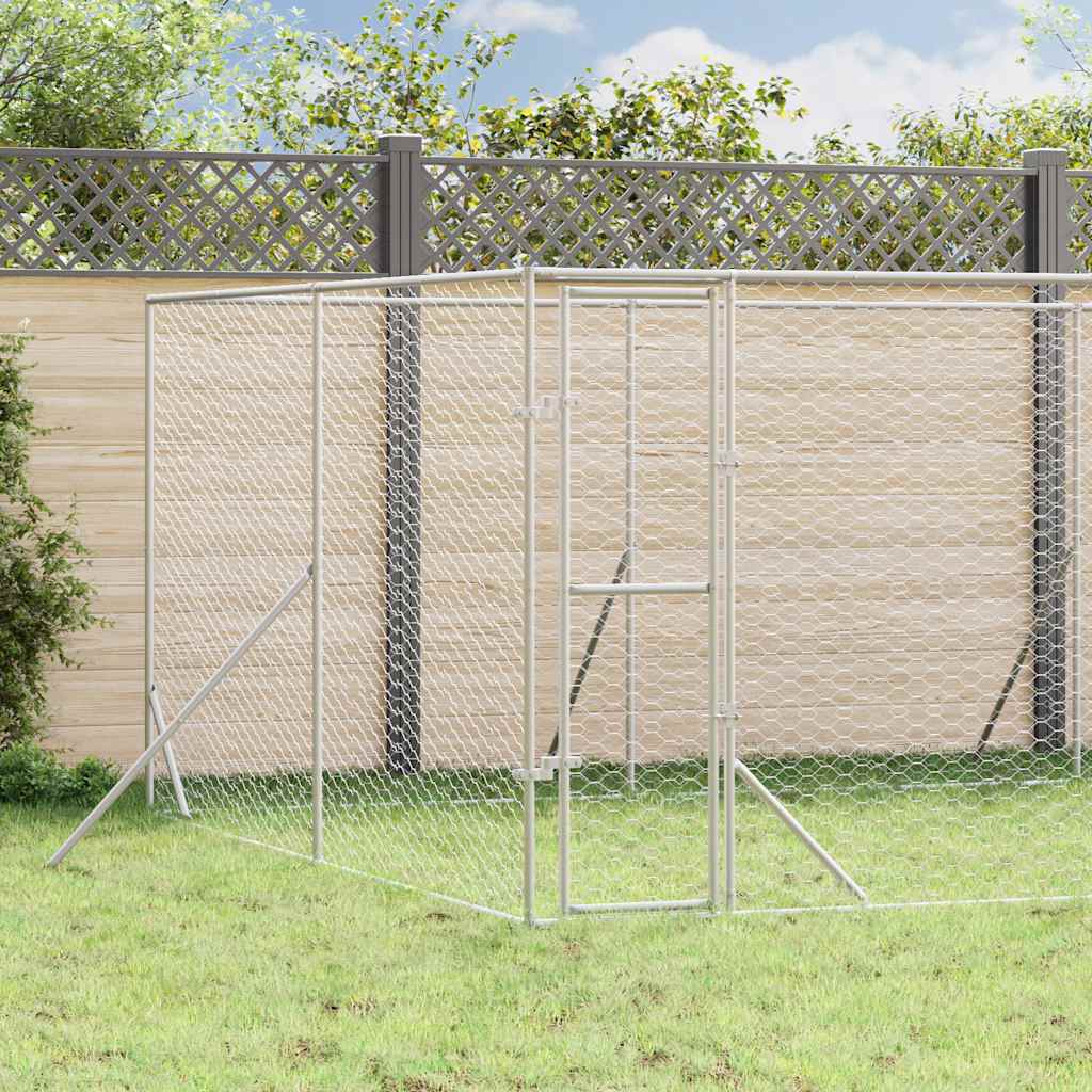 udendørs hundegård 8x12x2 m galvaniseret stål sølvfarvet