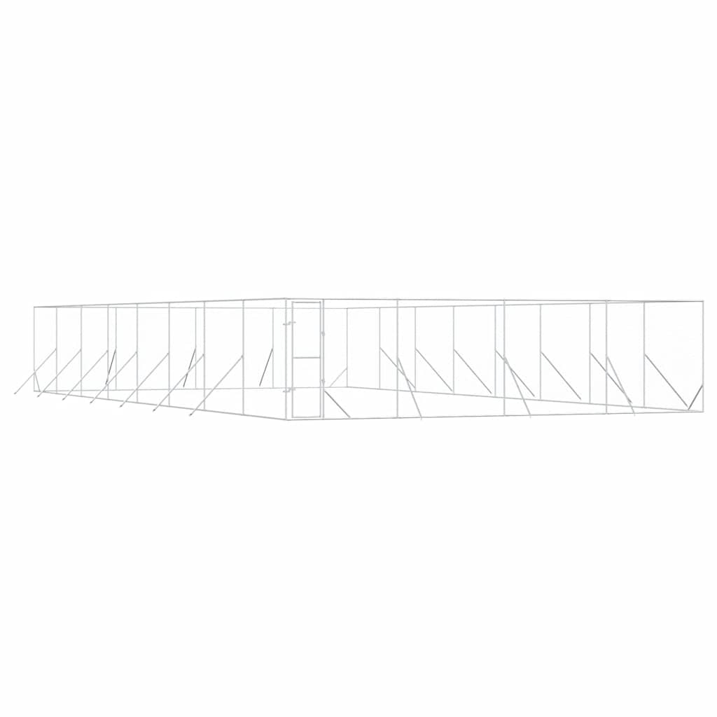 udendørs hundegård 8x16x2 m galvaniseret stål sølvfarvet