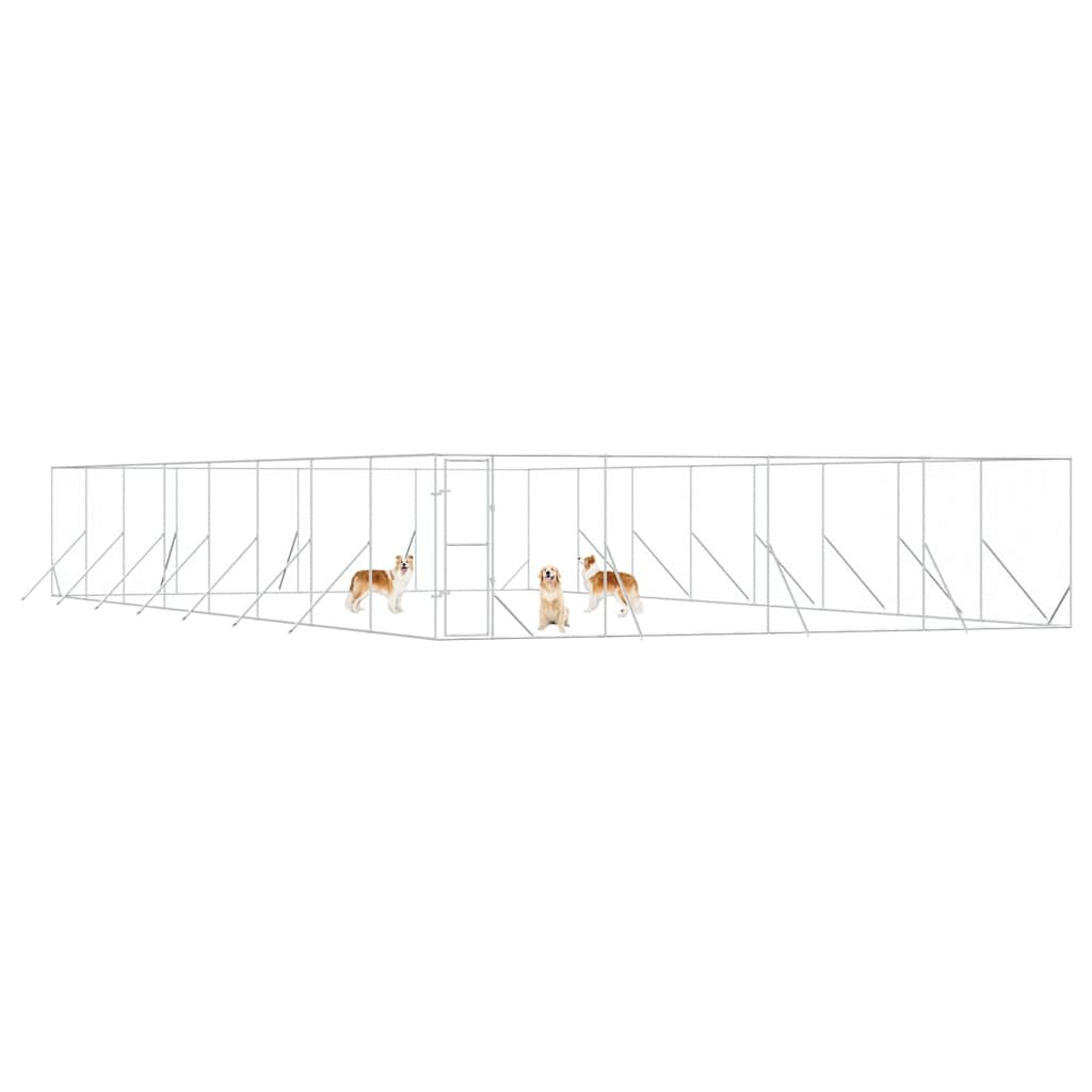 udendørs hundegård 8x16x2 m galvaniseret stål sølvfarvet