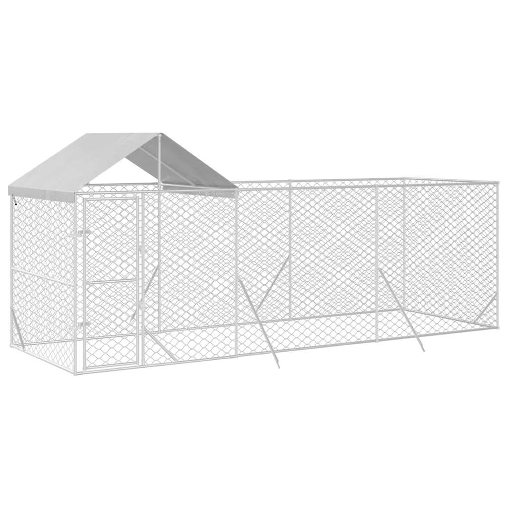 udendørs hundegård med tag 6x2x2,5 m galvaniseret stål sølv