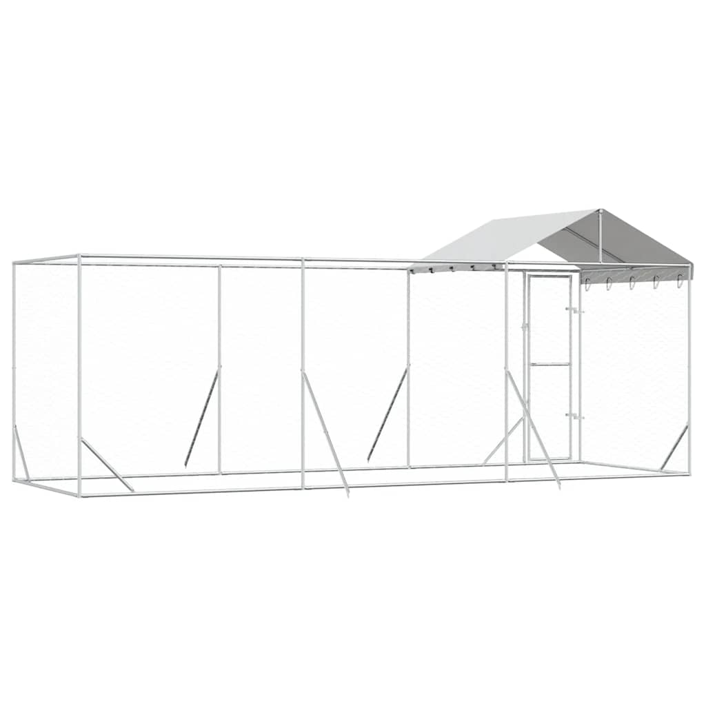 udendørs hundegård med tag 6x2x2,5 m galvaniseret stål sølv