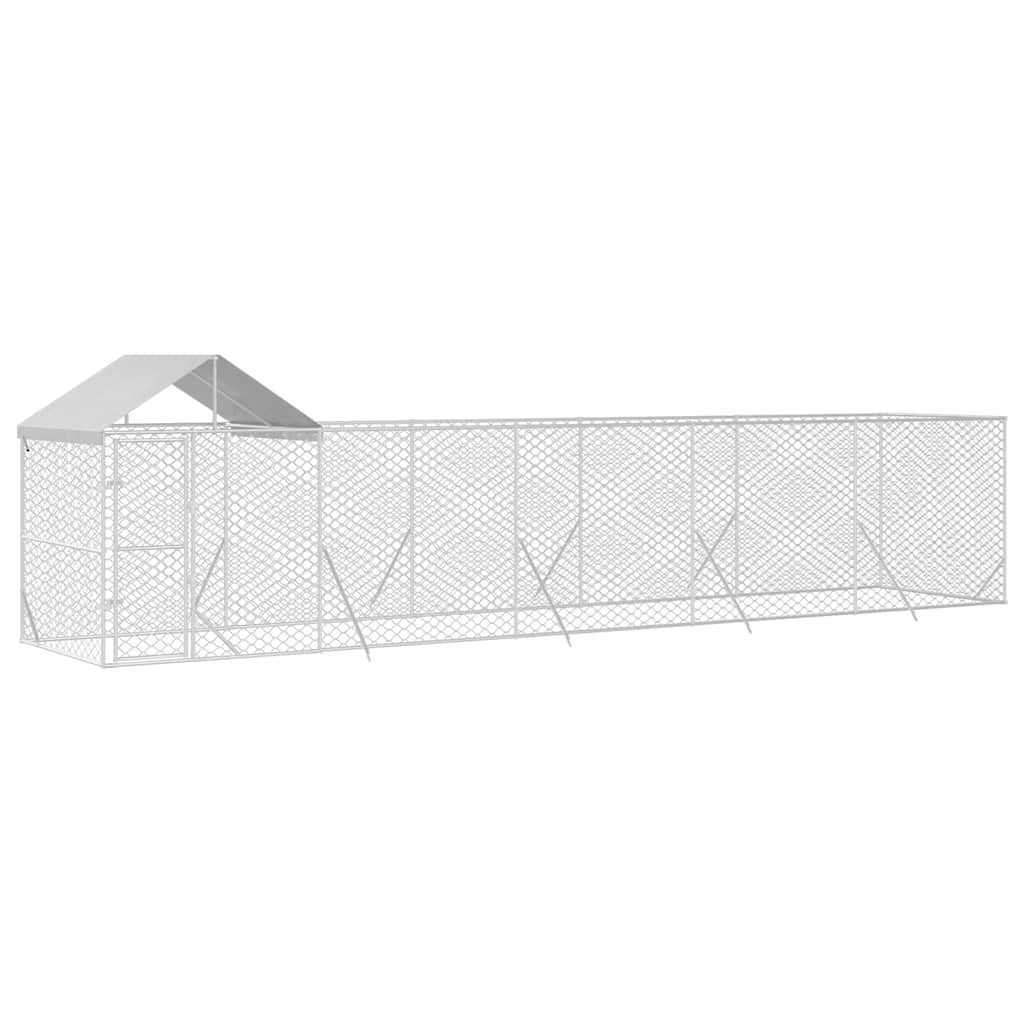 udendørs hundegård med tag 10x2x2,5 m galvaniseret stål sølv