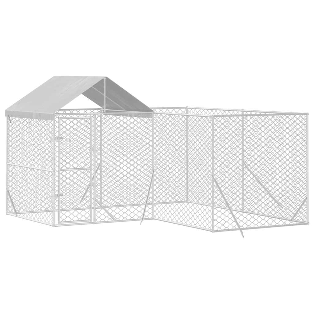 udendørs hundegård med tag 4x4x2,5 m galvaniseret stål sølv