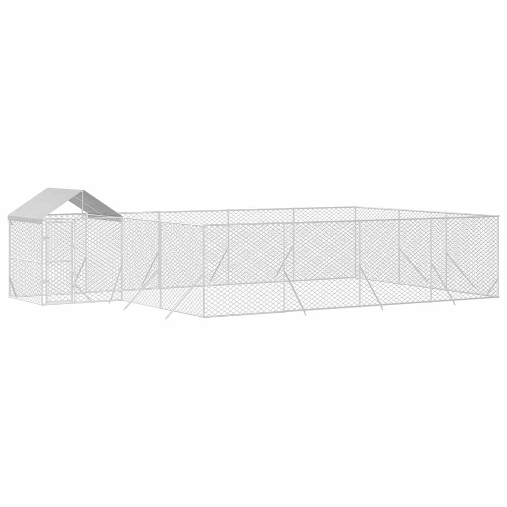udendørs hundegård med tag 10x6x2,5 m galvaniseret stål sølv