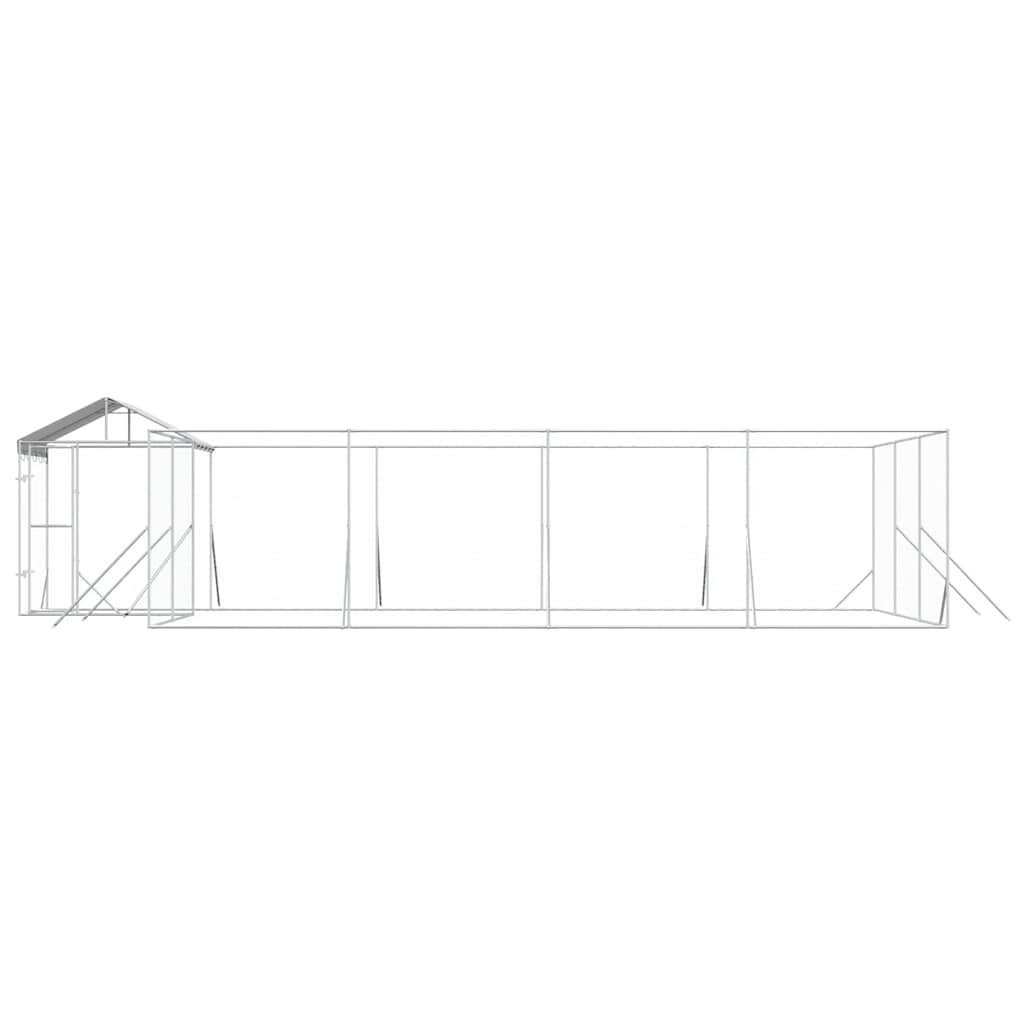 udendørs hundegård med tag 10x6x2,5 m galvaniseret stål sølv