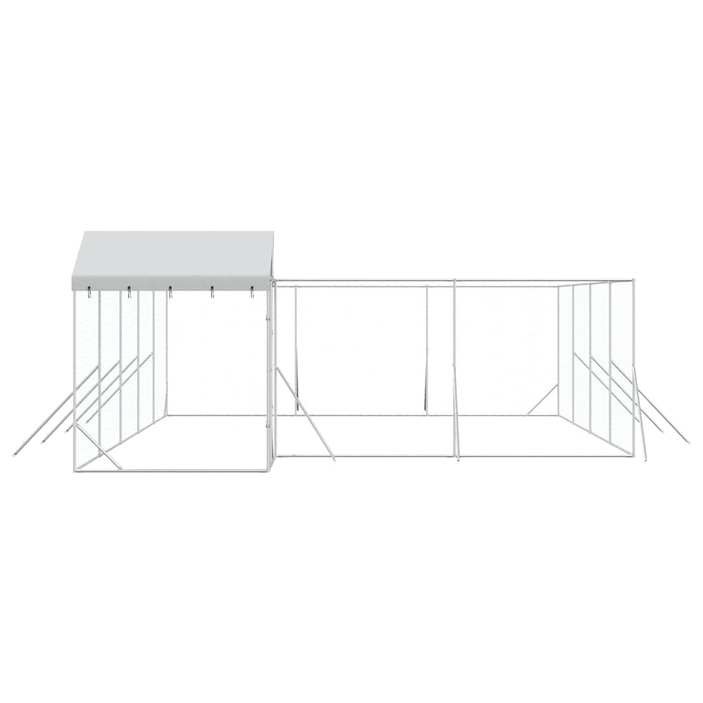 udendørs hundegård med tag 10x6x2,5 m galvaniseret stål sølv