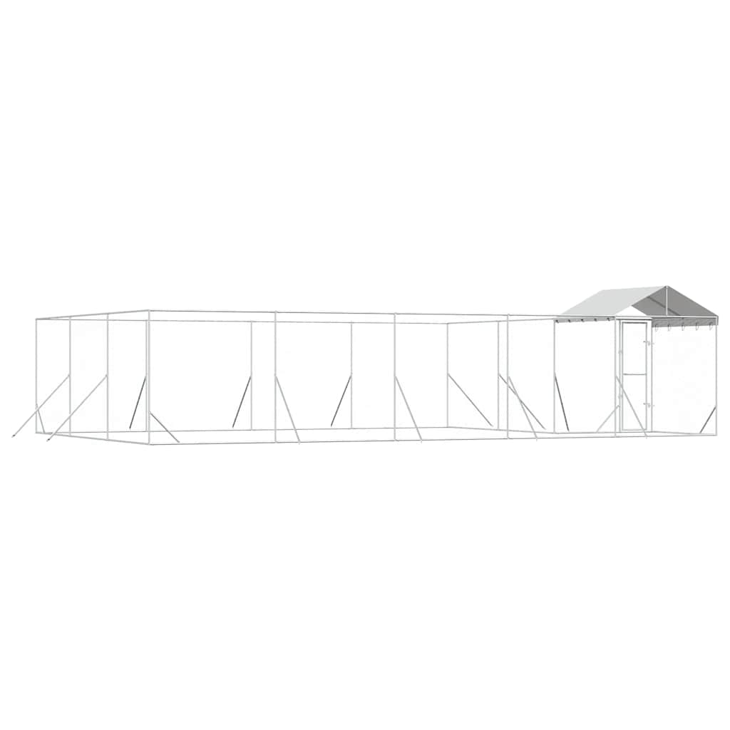 udendørs hundegård med tag 10x6x2,5 m galvaniseret stål sølv